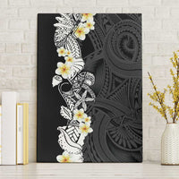 Black Samoa Tattoo Canvas Wall Art Plumeria Samoan Ocean Tatau Pattern LT14 Without Frame Black - Polynesian Pride