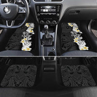 Black Samoa Tattoo Car Mats Plumeria Samoan Ocean Tatau Pattern LT14 Set 4pcs Black - Polynesian Pride