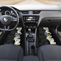 Black Samoa Tattoo Car Mats Plumeria Samoan Ocean Tatau Pattern LT14 Set 2pcs - Front Black - Polynesian Pride