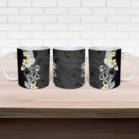 Black Samoa Tattoo Ceramic Mug Plumeria Samoan Ocean Tatau Pattern - Polynesian Pride