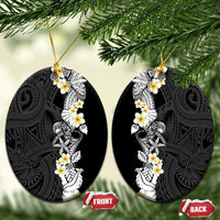 Black Samoa Tattoo Ceramic Ornament Plumeria Samoan Ocean Tatau Pattern - Polynesian Pride
