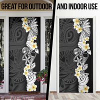 Black Samoa Tattoo Door Cover Plumeria Samoan Ocean Tatau Pattern - Polynesian Pride