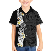 Black Samoa Tattoo Family Matching Long Sleeve Bodycon Dress and Hawaiian Shirt Plumeria Samoan Ocean Tatau Pattern - Polynesian Pride