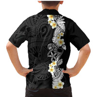 Black Samoa Tattoo Family Matching Mermaid Dress and Hawaiian Shirt Plumeria Samoan Ocean Tatau Pattern - Polynesian Pride