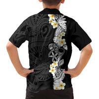 Black Samoa Tattoo Family Matching Off Shoulder Maxi Dress and Hawaiian Shirt Plumeria Samoan Ocean Tatau Pattern - Polynesian Pride