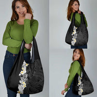 Black Samoa Tattoo Grocery Bag Plumeria Samoan Ocean Tatau Pattern LT14 - Polynesian Pride