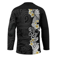 Black Samoa Tattoo Hockey Jersey Plumeria Samoan Ocean Tatau Pattern - Polynesian Pride