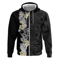 Black Samoa Tattoo Hoodie Plumeria Samoan Ocean Tatau Pattern - Polynesian Pride