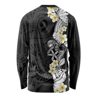 Black Samoa Tattoo Long Sleeve Shirt Plumeria Samoan Ocean Tatau Pattern LT14 - Polynesian Pride