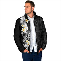 Black Samoa Tattoo Padded Jacket Plumeria Samoan Ocean Tatau Pattern LT14 - Polynesian Pride