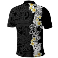 Black Samoa Tattoo Polo Shirt Plumeria Samoan Ocean Tatau Pattern LT14 - Polynesian Pride