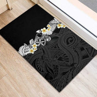 Black Samoa Tattoo Rubber Doormat Plumeria Samoan Ocean Tatau Pattern LT14 - Polynesian Pride