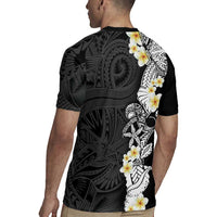 Black Samoa Tattoo Rugby Jersey Plumeria Samoan Ocean Tatau Pattern LT14 - Polynesian Pride