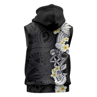 Black Samoa Tattoo Sleeveless Zip Hoodie Plumeria Samoan Ocean Tatau Pattern LT14 - Polynesian Pride