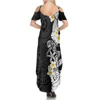 Black Samoa Tattoo Summer Maxi Dress Plumeria Samoan Ocean Tatau Pattern LT14 - Polynesian Pride