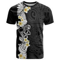 Black Samoa Tattoo T Shirt Plumeria Samoan Ocean Tatau Pattern LT14 Black - Polynesian Pride