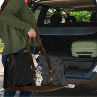 Black Samoa Tattoo Travel Bag Plumeria Samoan Ocean Tatau Pattern - Polynesian Pride