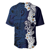 Blue Samoa Tattoo Baseball Jersey Plumeria Samoan Ocean Tatau Pattern LT14 - Polynesian Pride