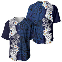 Blue Samoa Tattoo Baseball Jersey Plumeria Samoan Ocean Tatau Pattern LT14 - Polynesian Pride