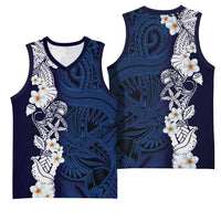 Blue Samoa Tattoo Basketball Jersey Plumeria Samoan Ocean Tatau Pattern LT14 - Polynesian Pride