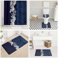 Blue Samoa Tattoo Bathroom Set Plumeria Samoan Ocean Tatau Pattern - Polynesian Pride
