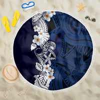 Blue Samoa Tattoo Beach Blanket Plumeria Samoan Ocean Tatau Pattern - Polynesian Pride