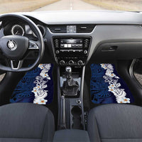 Blue Samoa Tattoo Car Mats Plumeria Samoan Ocean Tatau Pattern LT14 Set 2pcs - Front Blue - Polynesian Pride