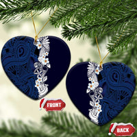 Blue Samoa Tattoo Ceramic Ornament Plumeria Samoan Ocean Tatau Pattern - Polynesian Pride