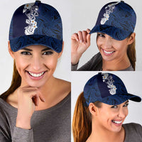 Blue Samoa Tattoo Classic Cap Plumeria Samoan Ocean Tatau Pattern LT14 - Polynesian Pride