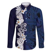 Blue Samoa Tattoo Family Matching Off Shoulder Short Dress and Hawaiian Shirt Plumeria Samoan Ocean Tatau Pattern - Polynesian Pride