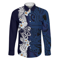 Blue Samoa Tattoo Family Matching Short Sleeve Bodycon Dress and Hawaiian Shirt Plumeria Samoan Ocean Tatau Pattern - Polynesian Pride