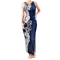 Blue Samoa Tattoo Family Matching Tank Maxi Dress and Hawaiian Shirt Plumeria Samoan Ocean Tatau Pattern - Polynesian Pride