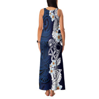 Blue Samoa Tattoo Family Matching Tank Maxi Dress and Hawaiian Shirt Plumeria Samoan Ocean Tatau Pattern - Polynesian Pride