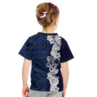 Blue Samoa Tattoo Kid T Shirt Plumeria Samoan Ocean Tatau Pattern LT14 - Polynesian Pride