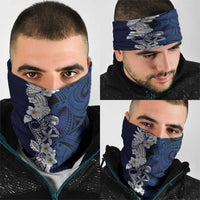 Blue Samoa Tattoo Neck Gaiter Plumeria Samoan Ocean Tatau Pattern - Polynesian Pride