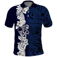Blue Samoa Tattoo Polo Shirt Plumeria Samoan Ocean Tatau Pattern LT14 Blue - Polynesian Pride
