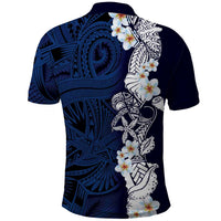 Blue Samoa Tattoo Polo Shirt Plumeria Samoan Ocean Tatau Pattern LT14 - Polynesian Pride