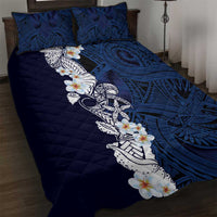 Blue Samoa Tattoo Quilt Bed Set Plumeria Samoan Ocean Tatau Pattern LT14 Blue - Polynesian Pride