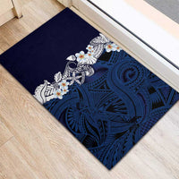 Blue Samoa Tattoo Rubber Doormat Plumeria Samoan Ocean Tatau Pattern LT14 - Polynesian Pride