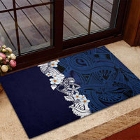 Blue Samoa Tattoo Rubber Doormat Plumeria Samoan Ocean Tatau Pattern LT14 - Polynesian Pride