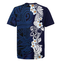 Blue Samoa Tattoo Rugby Jersey Plumeria Samoan Ocean Tatau Pattern LT14 - Polynesian Pride