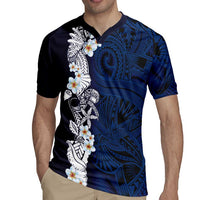 Blue Samoa Tattoo Rugby Jersey Plumeria Samoan Ocean Tatau Pattern LT14 - Polynesian Pride
