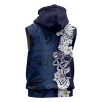 Blue Samoa Tattoo Sleeveless Zip Hoodie Plumeria Samoan Ocean Tatau Pattern LT14 - Polynesian Pride