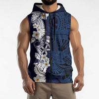 Blue Samoa Tattoo Sleeveless Zip Hoodie Plumeria Samoan Ocean Tatau Pattern LT14 - Polynesian Pride