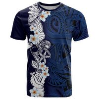 Blue Samoa Tattoo T Shirt Plumeria Samoan Ocean Tatau Pattern LT14 Blue - Polynesian Pride