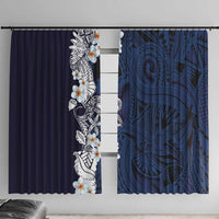 Blue Samoa Tattoo Window Curtain Plumeria Samoan Ocean Tatau Pattern - Polynesian Pride