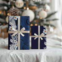 Blue Samoa Tattoo Wrapping Paper Plumeria Samoan Ocean Tatau Pattern LT14 - Polynesian Pride