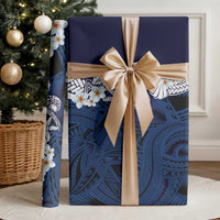 Blue Samoa Tattoo Wrapping Paper Plumeria Samoan Ocean Tatau Pattern LT14 - Polynesian Pride