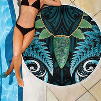 Aotearoa Pounamu Niho Beach Blanket Silver Fern Mix Maori Pattern - Turquoise LT14 - Polynesian Pride