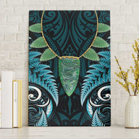 Aotearoa Pounamu Niho Canvas Wall Art Silver Fern Mix Maori Pattern - Turquoise LT14 Without Frame Turquoise - Polynesian Pride